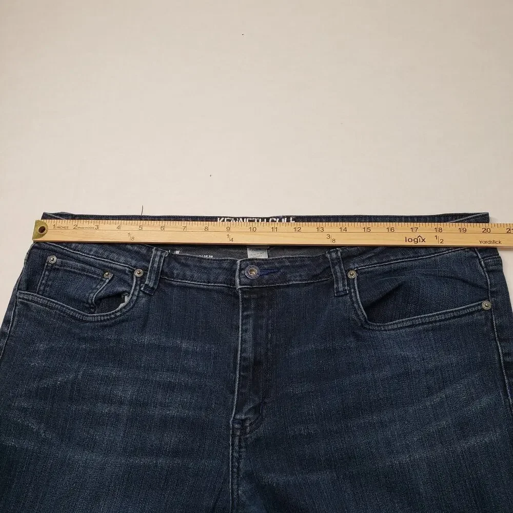 Kenneth Cole Reaction Jeans Mens 38x32 Blue Dark Wash Denim Boot Cut Casual